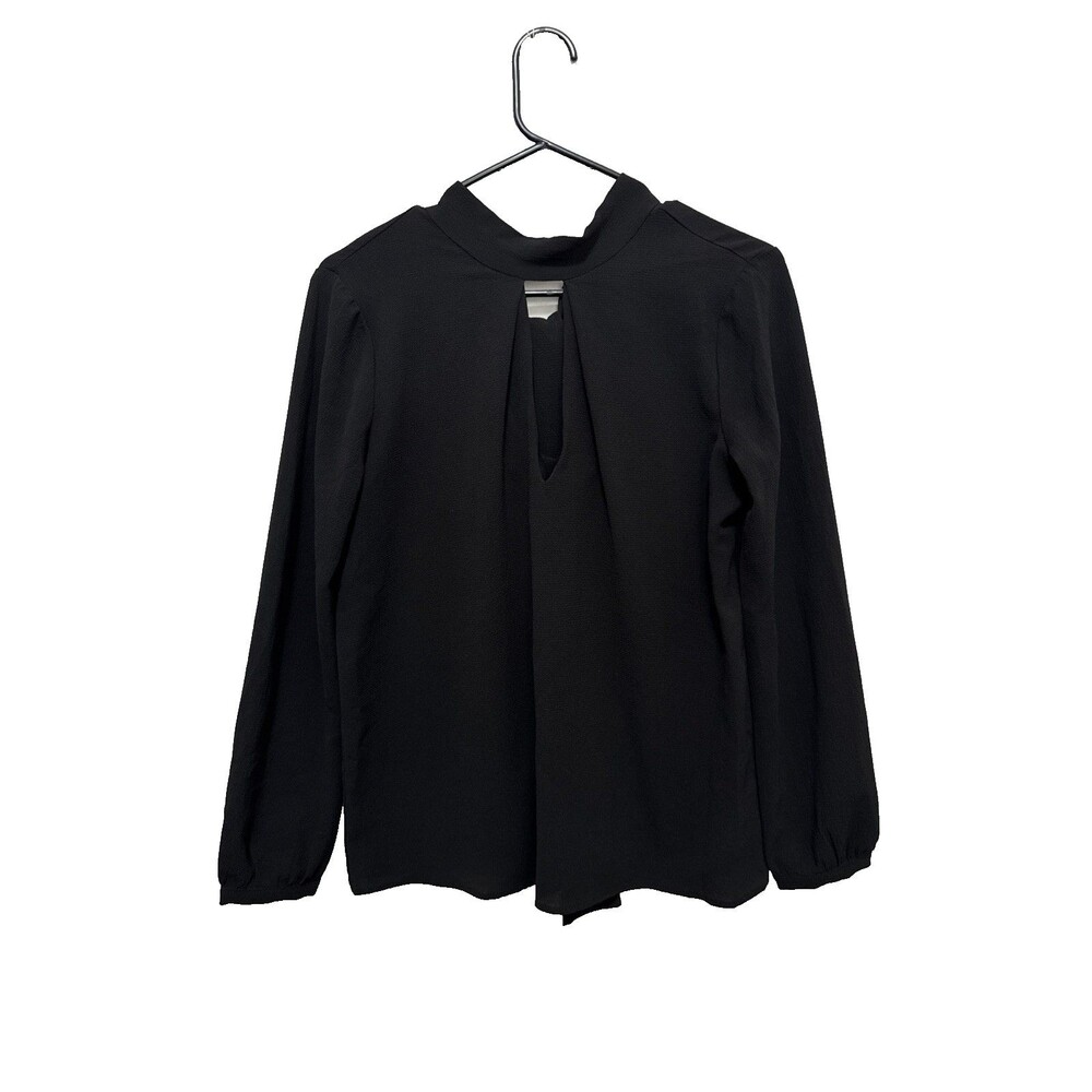 NSR Black Tie Neck Keyhole Blouse Size XS - Picture 3 of 12